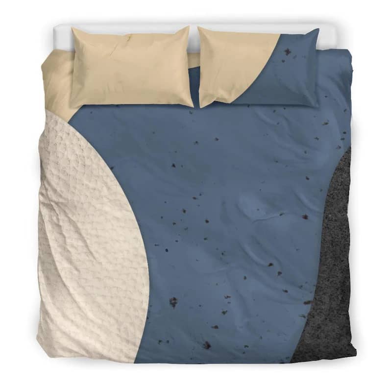 Inktee Store - Abstract Blue Beige And Grey Bed Set Pattern Duvet Cover Quilt Bedding Sets Image