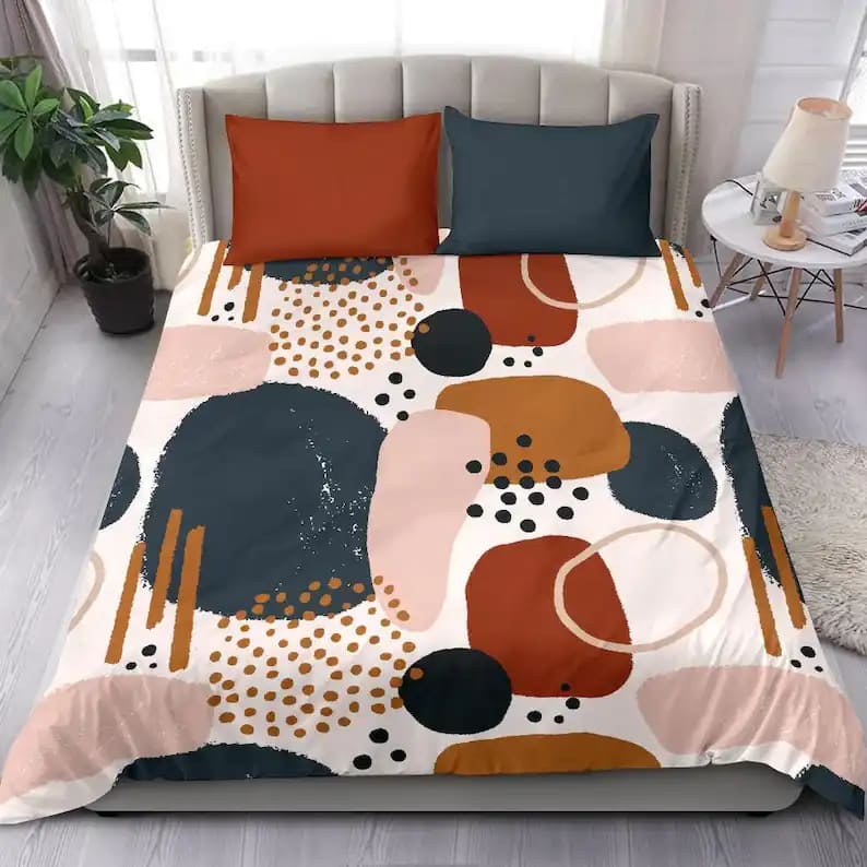 Abstract Hand Painting Pattern Strips And Polka Dots Style Quilt Bedding Sets