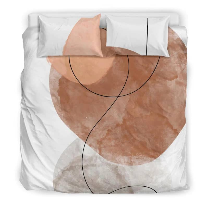 Inktee Store - Abstract Modern Simple Artistic Splash Of Colors Grey Brown And Peach Colors Quilt Bedding Sets Image