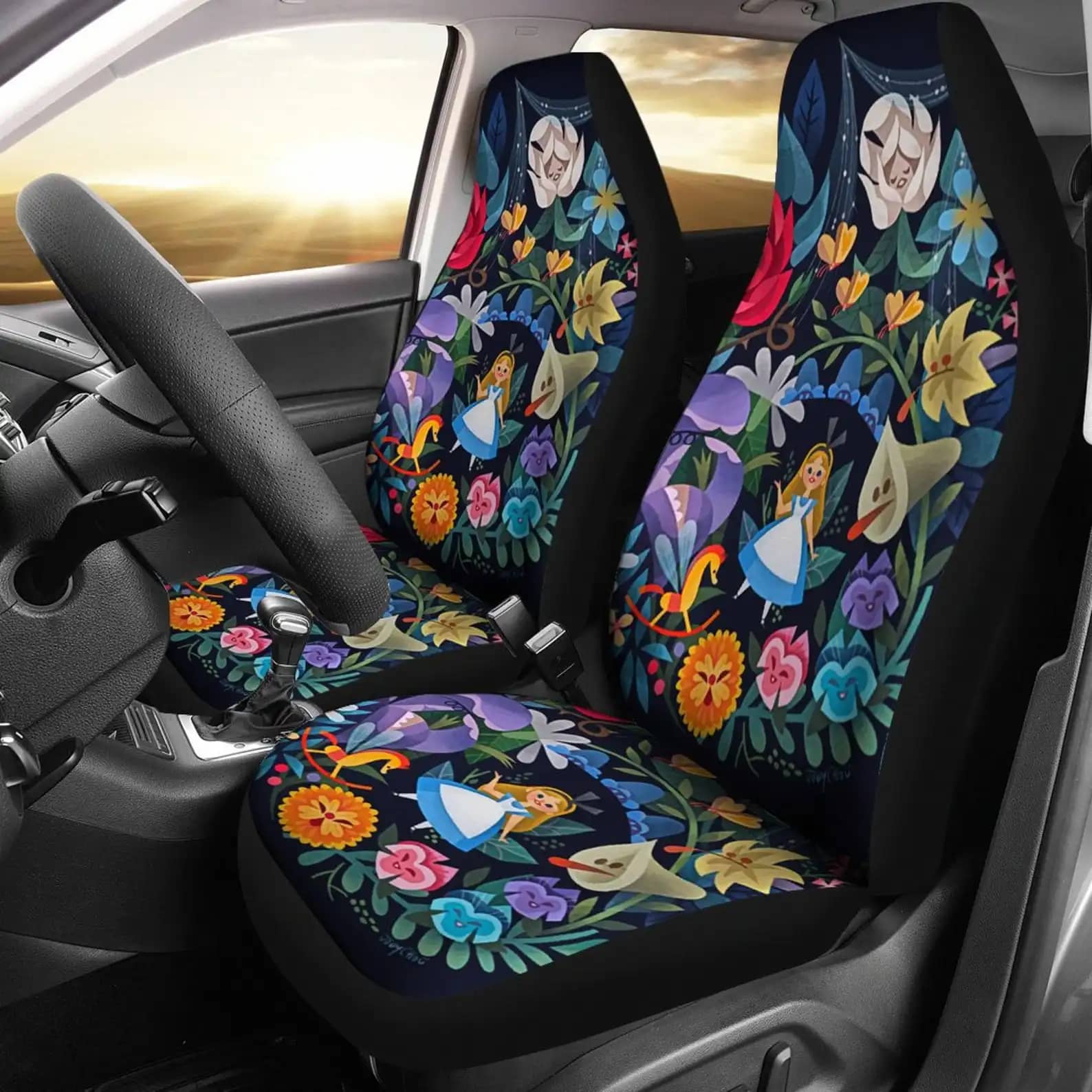 Alice In Wonderland Colorful Art Car Seat Covers