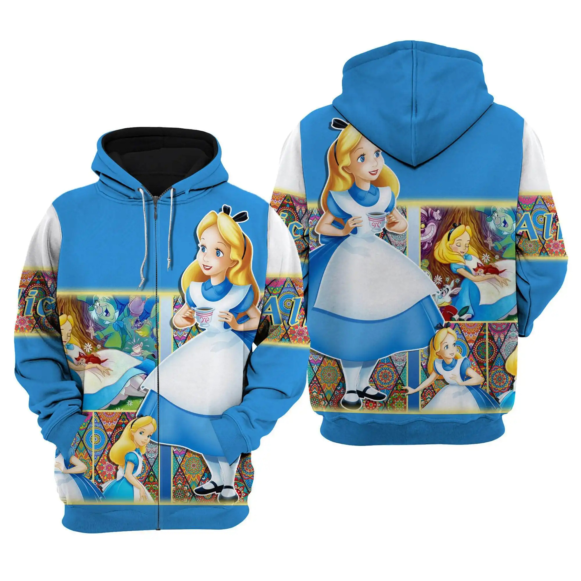 Alice Princess Alice In Wonderland Disney Cartoon Outfits Clothing Men Women Kids Toddlers Hoodie 3D