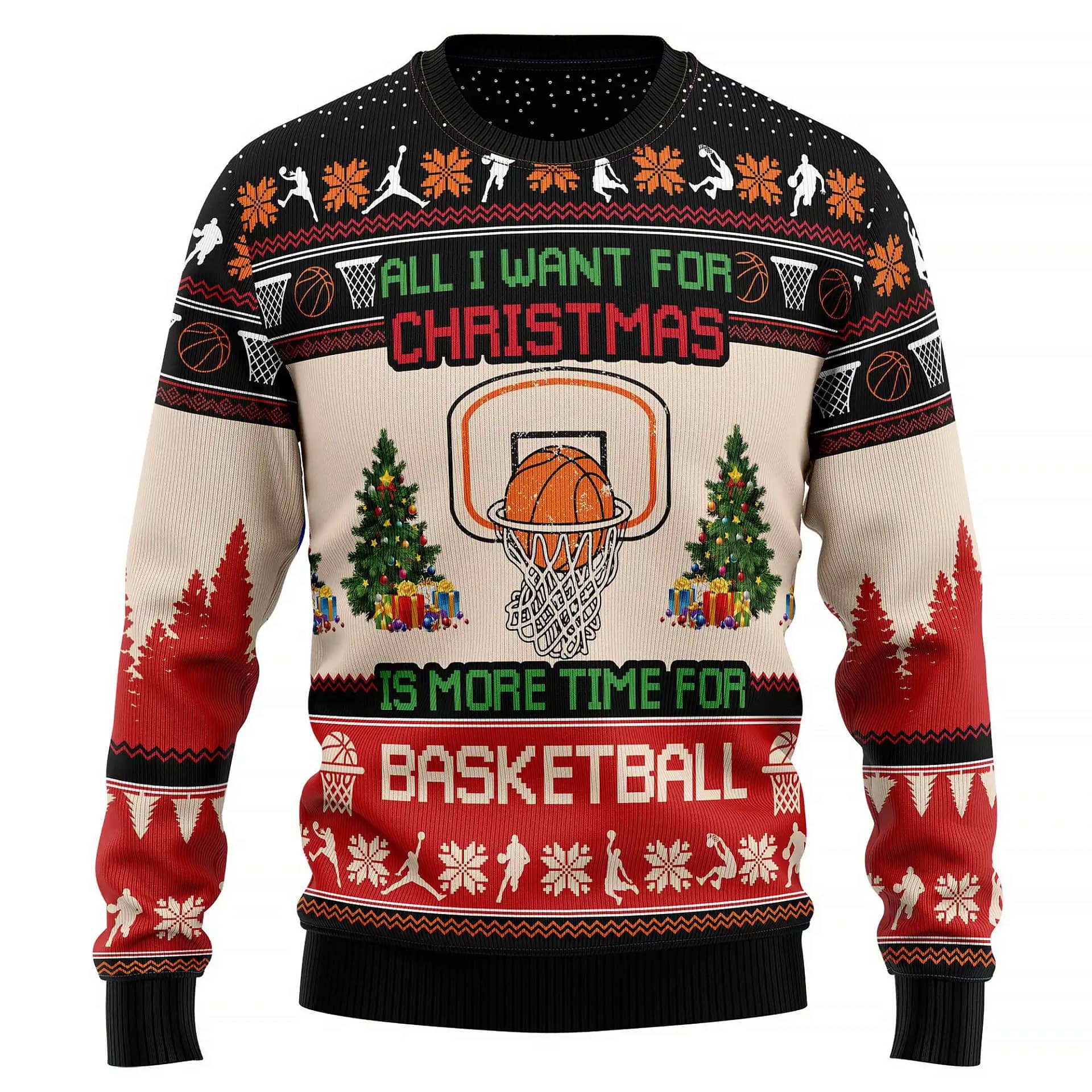 All I Want For Is More Time Basketball Knitted Xmas Best Holiday Gifts Ugly Sweater