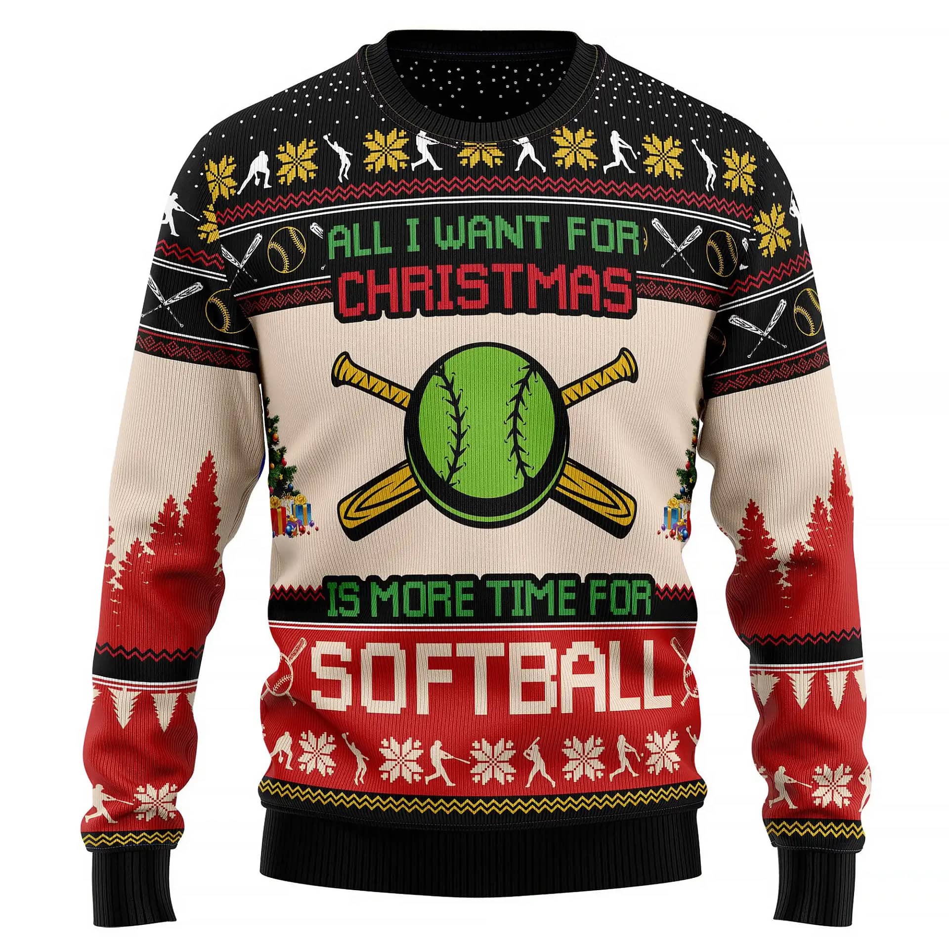 All I Want For Is More Time Softball Knitted Xmas Best Holiday Gifts Ugly Sweater
