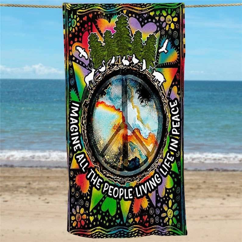 Inktee Store - All The People Custom Hippie Beach Towel Image