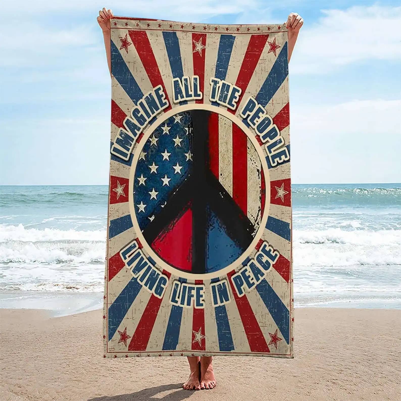 All The People Living Life In Peace Beach Towel