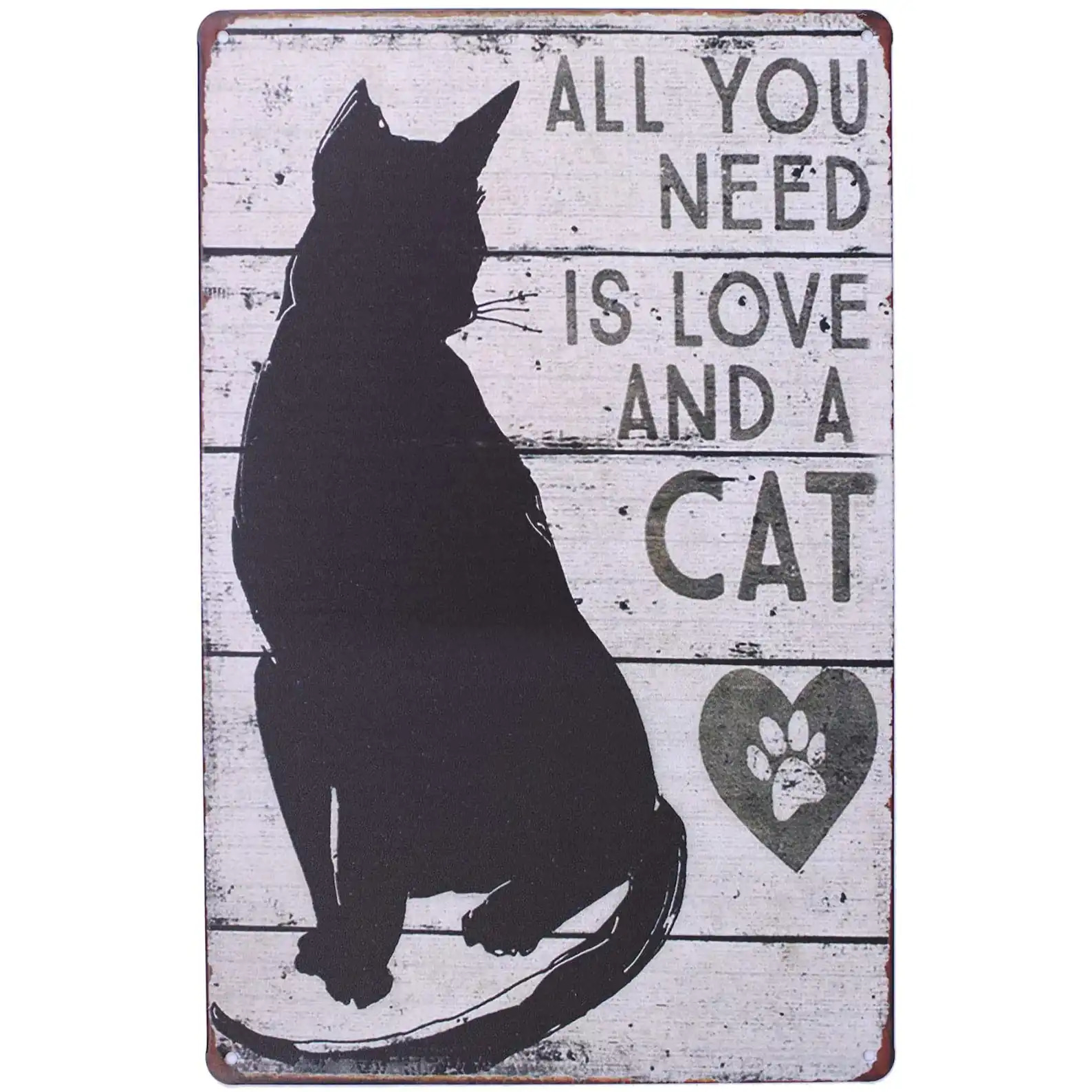 All You Need Is Love And A Cat Vintage Art Poster Home Wall Decor Metal Sign