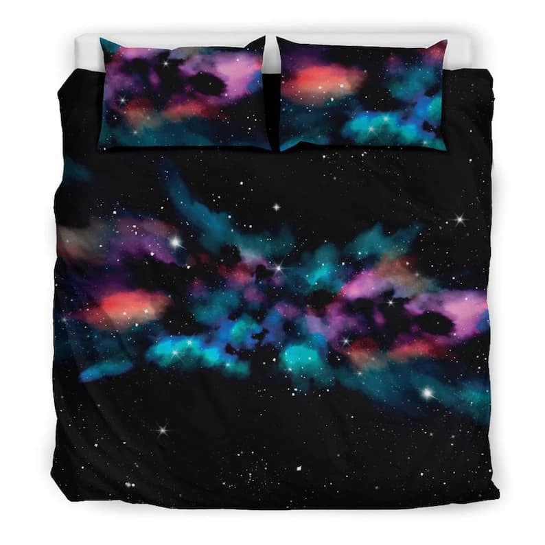 Inktee Store - Amazing Colorful Galaxy Black Night Sky With Stars And Pink Blue Purple Aurora Borealis Galaxy For The Sweetest Dreams Quilt Bedding Sets Image