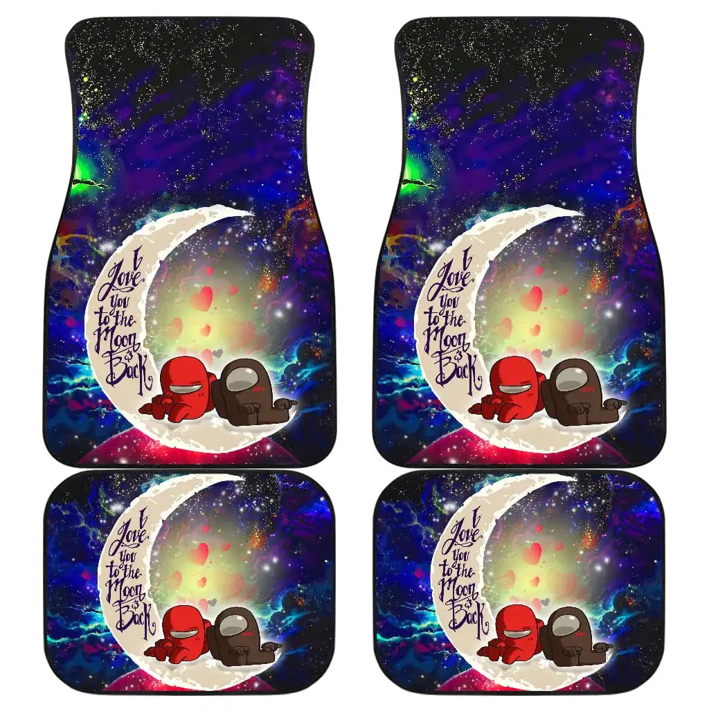 Among Us Couple Love You To The Moon Galaxy Car Floor Mats