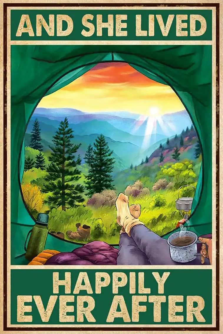 And She Lived Happily Ever After Camping Girl Poster