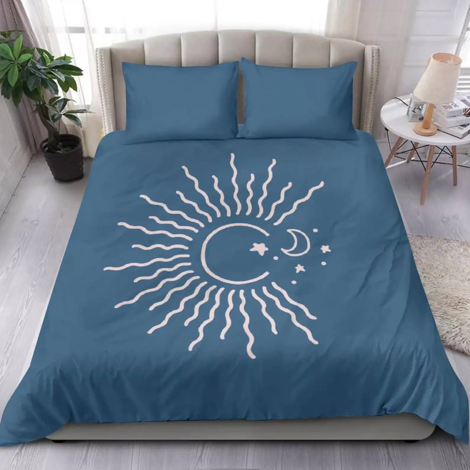 Astral Drawing Pretty Blue Modern Quilt Bedding Sets