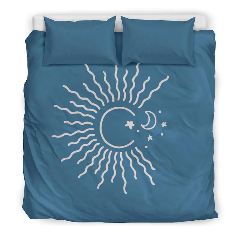Inktee Store - Astral Drawing Pretty Blue Modern Quilt Bedding Sets Image