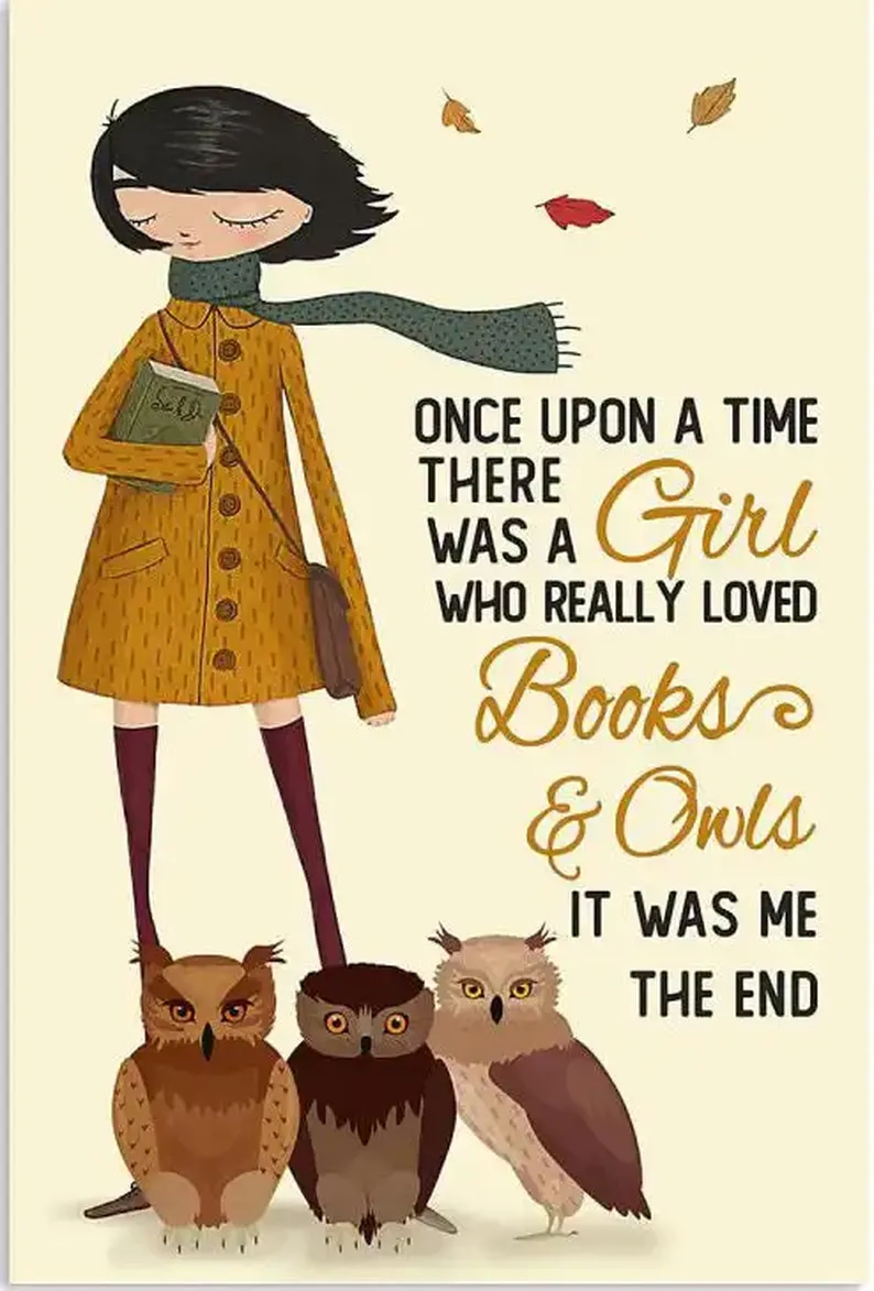 Autumn Girl There Was A Who Really Loved Books And Owls Poster