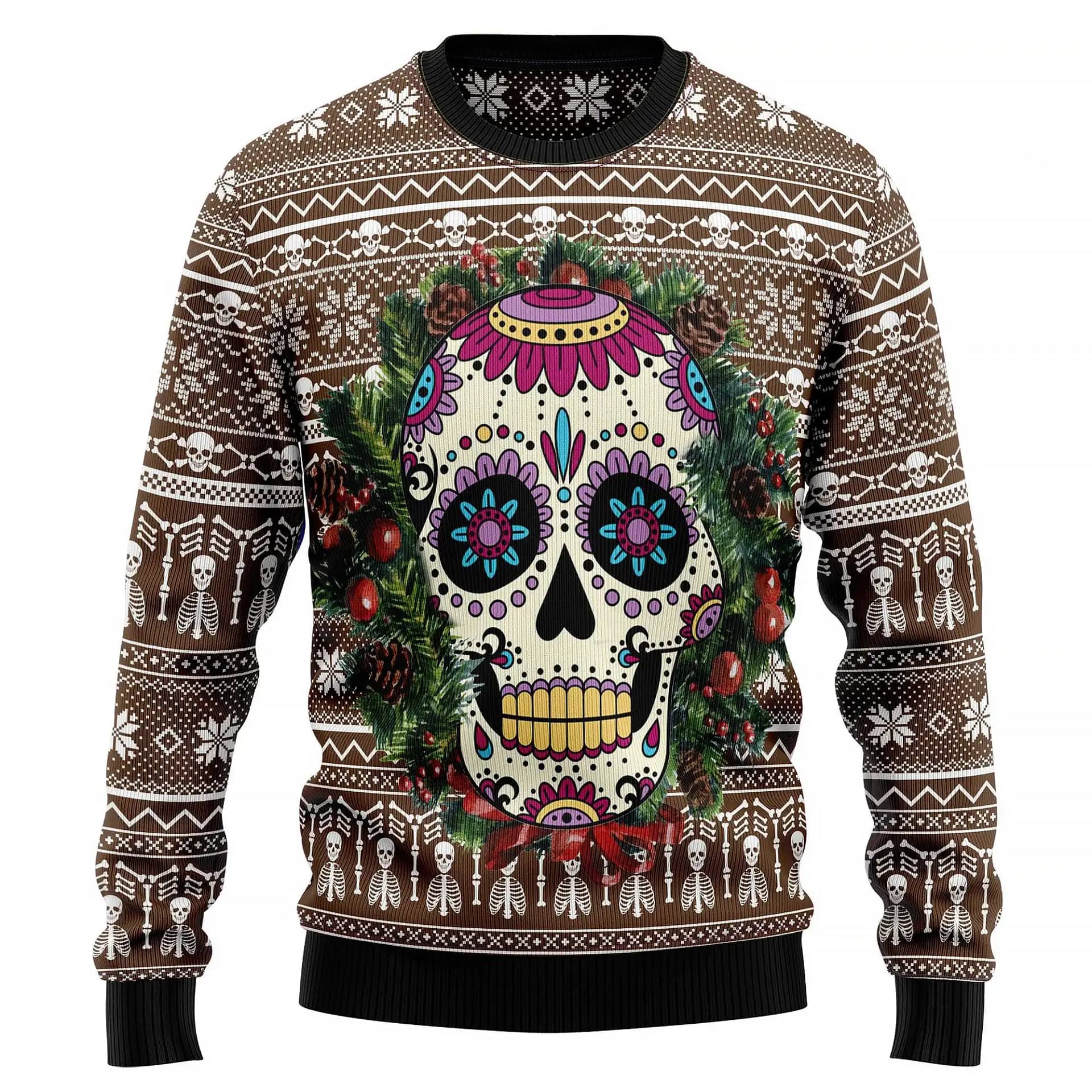 Awesome Sugar Skull Knitted Xmas Best Holiday Gifts Ugly Sweater