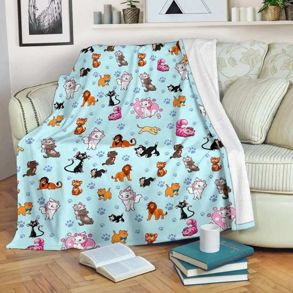 Baby Blue All Disney Cats Marvel Inspired Soft Cozy Comfy Bedroom Livingroom Office Home Decoration Fleece Blanket
