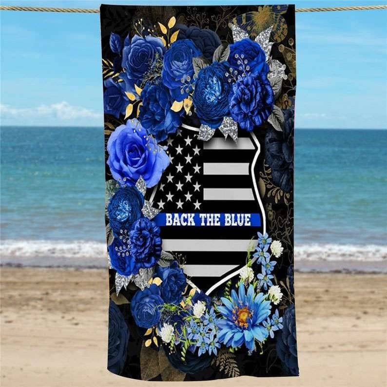 Inktee Store - Back The Blue Flower Beach Towel Image