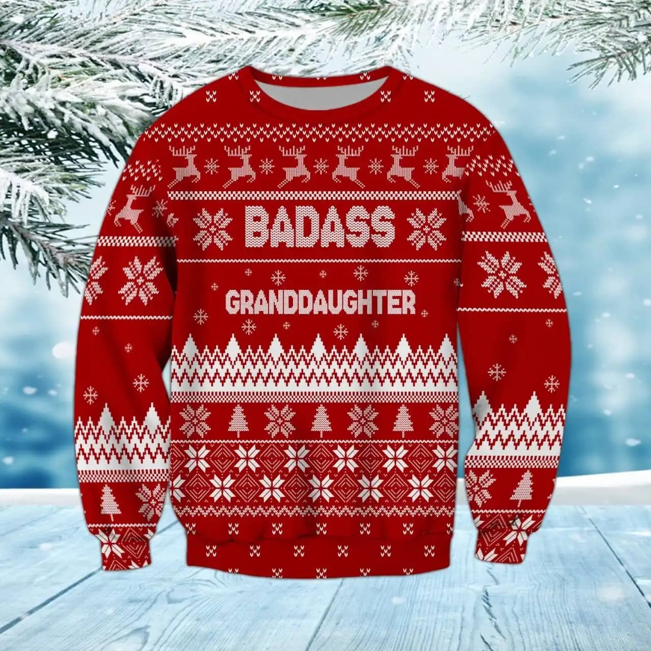 Badass Granddaughter Christmas Gift For Ugly Sweater
