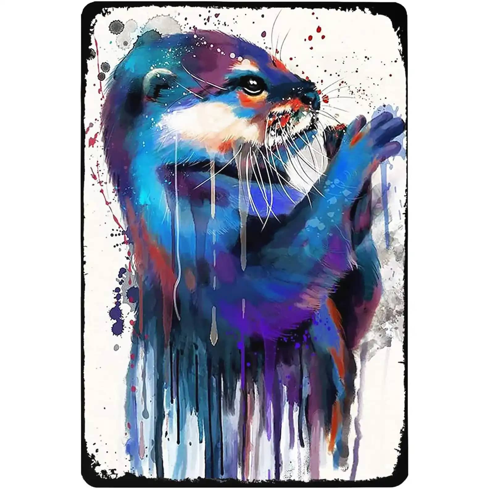 Beautiful Colorful Otter Painting-home Wall Decoration Cave Bar Kitchen Decoration Sign Metal Sign