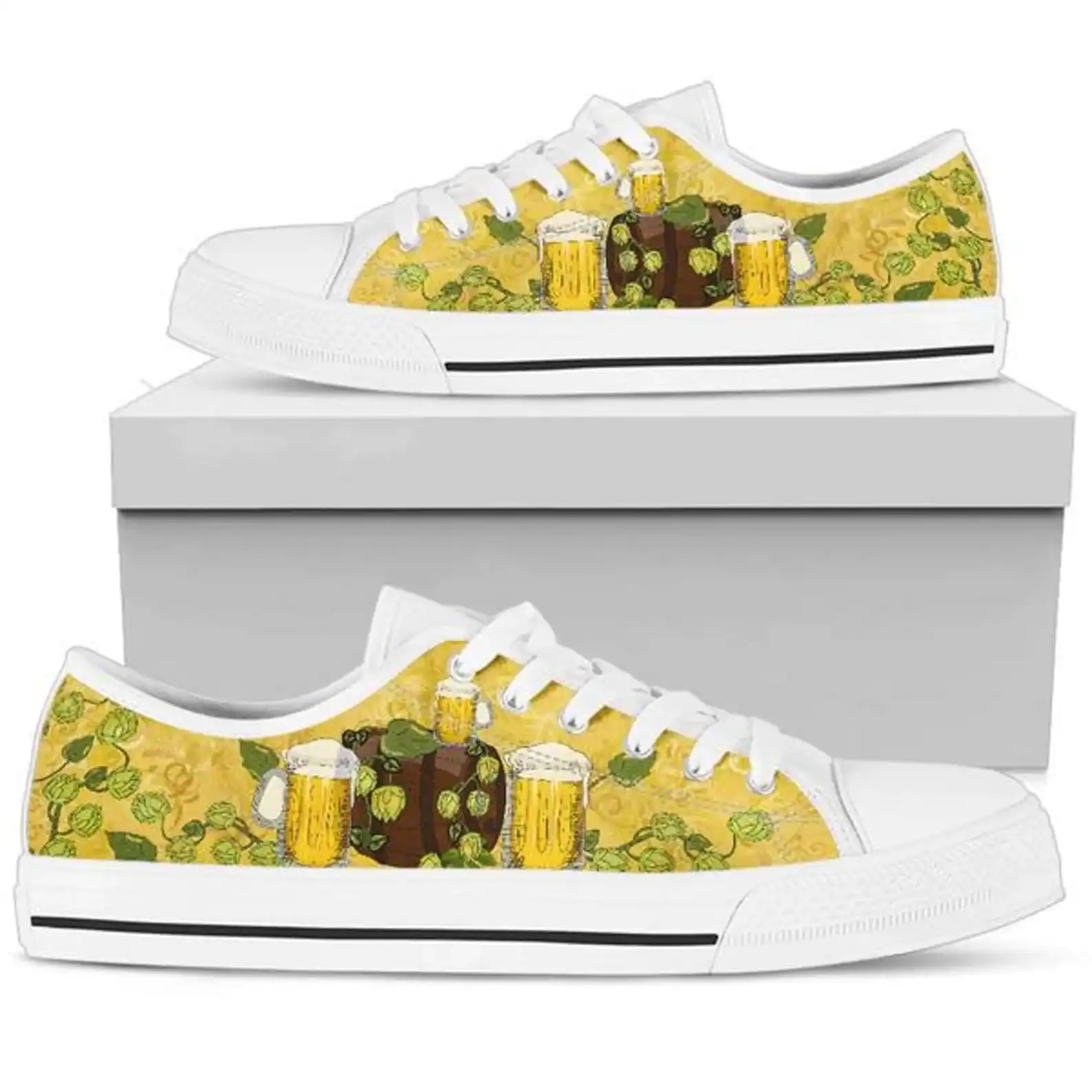 Beer Custom Shoes Idea For People Who Like Alcoholic Drinks Low Top Sneakers