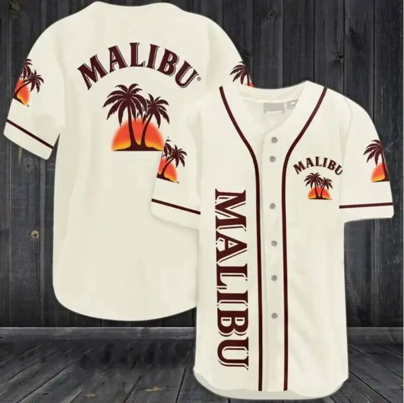Beige Malibu Rum Beer Party Custom Baseball Jersey