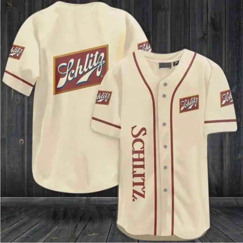 Beige Schlitz Beer Custom Baseball Jersey
