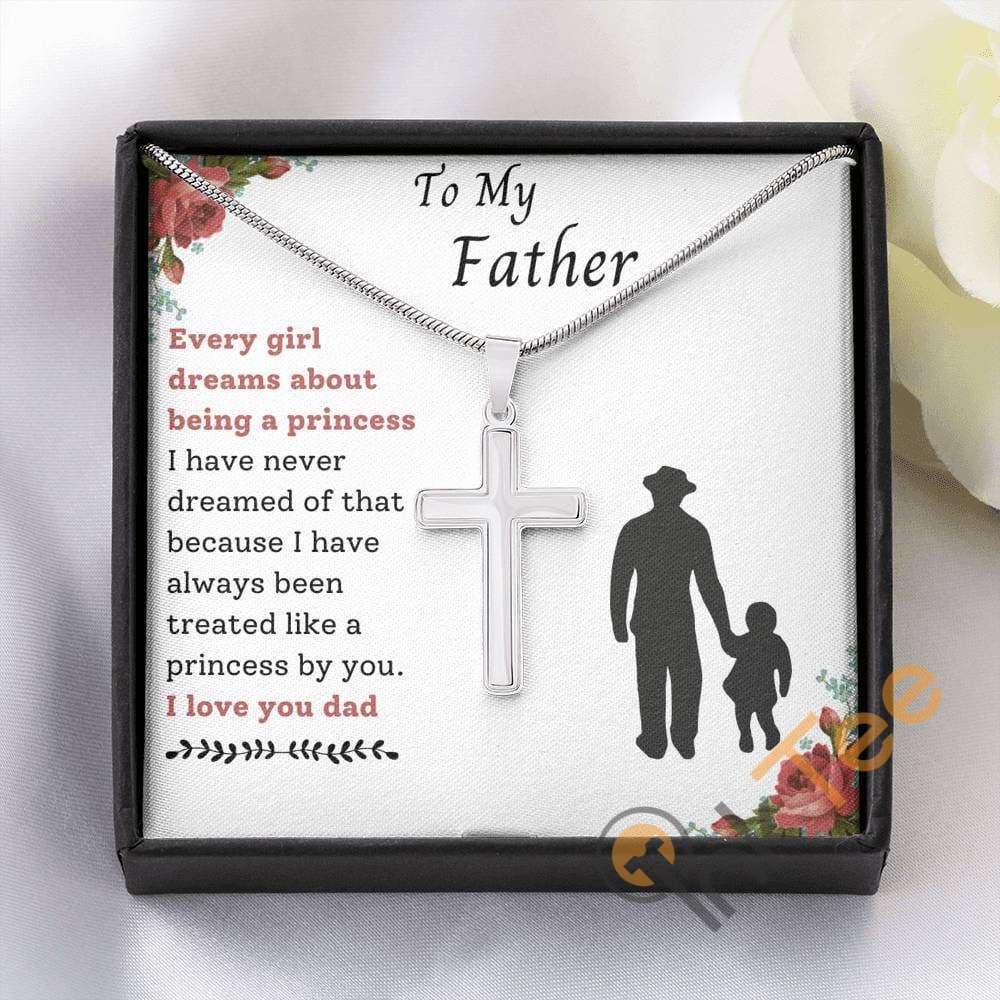 Being Your Princess From Daughter To Father Cross Pendant Necklace Silver Personalized Gifts