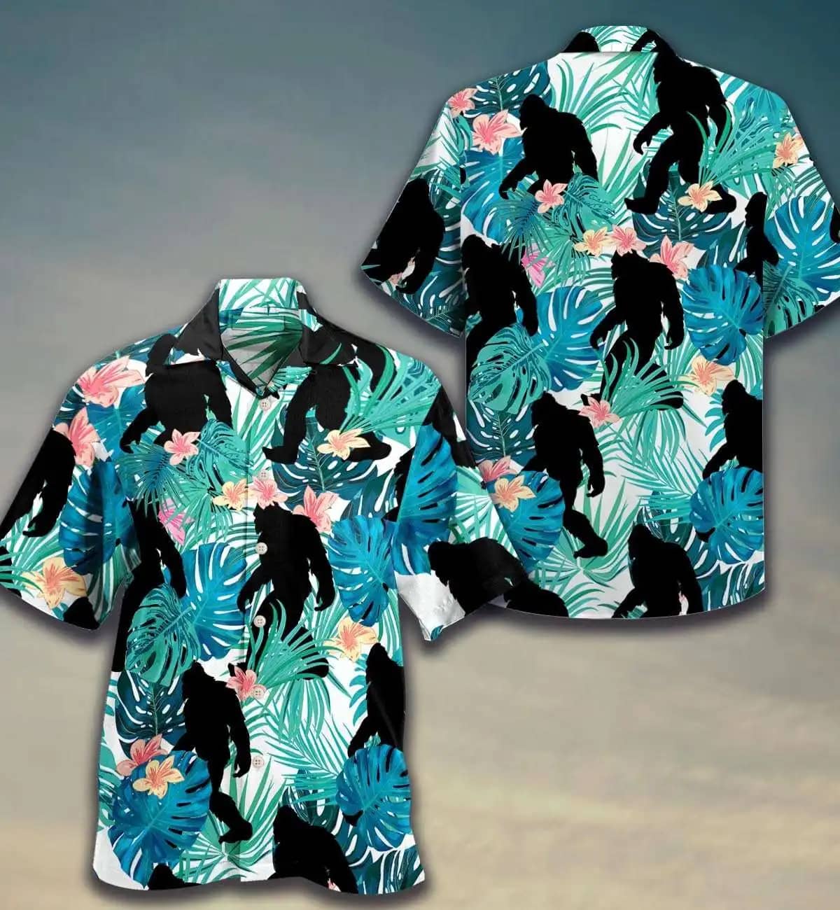 Bigfoot Sasquatch Folklore Creature Tropical Pattern Summer Vacation Gift For Mom Dad Birthday Hawaiian Shirts