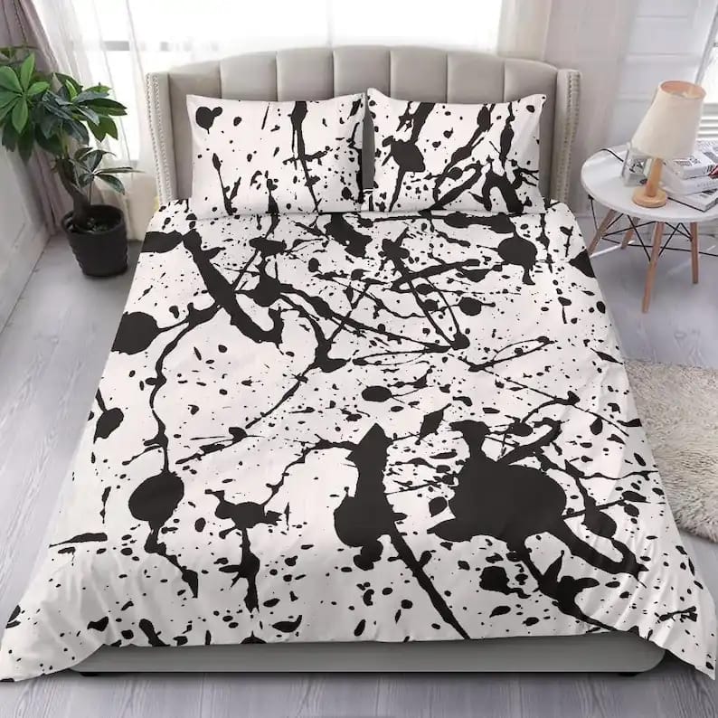 Black And White Artistic Paint Quilt Bedding Sets