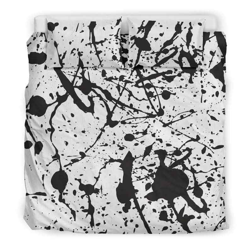 Inktee Store - Black And White Artistic Paint Quilt Bedding Sets Image