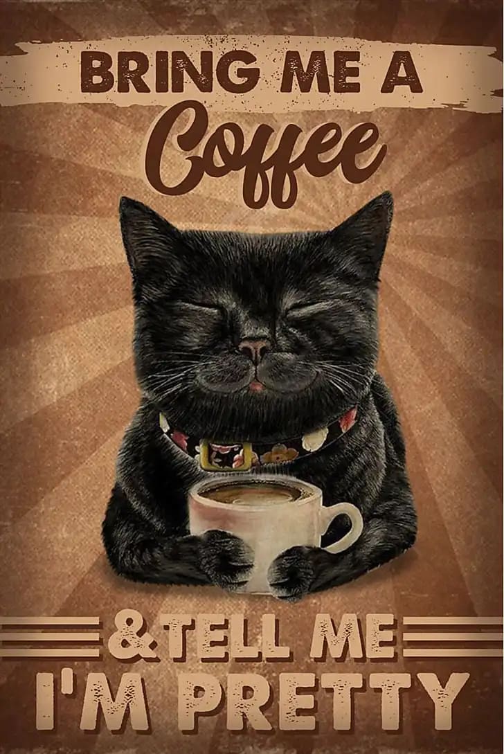 Black Cat Pretty Bring Me A Coffee And Tell I'M Poster