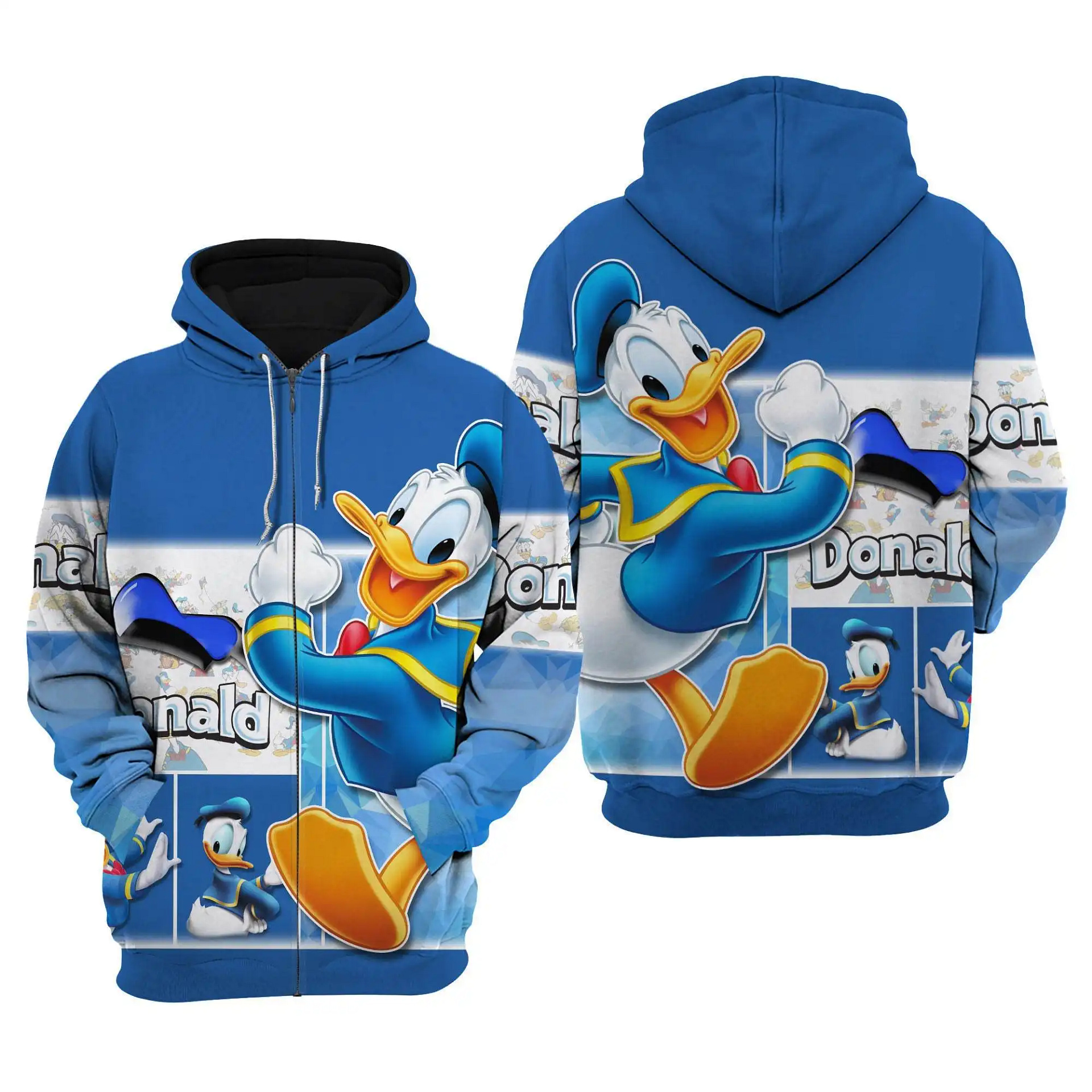 Blue Funny Donald Duck Disney Disney Graphic Cartoon Outfits Clothing Men Women Kids Toddlers Hoodie 3D