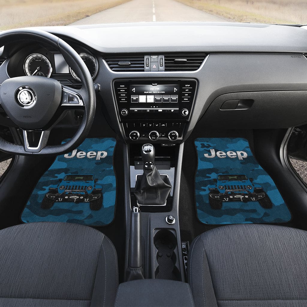 Inktee Store - Blue Jeep Camouflage Car Floor Mats Image