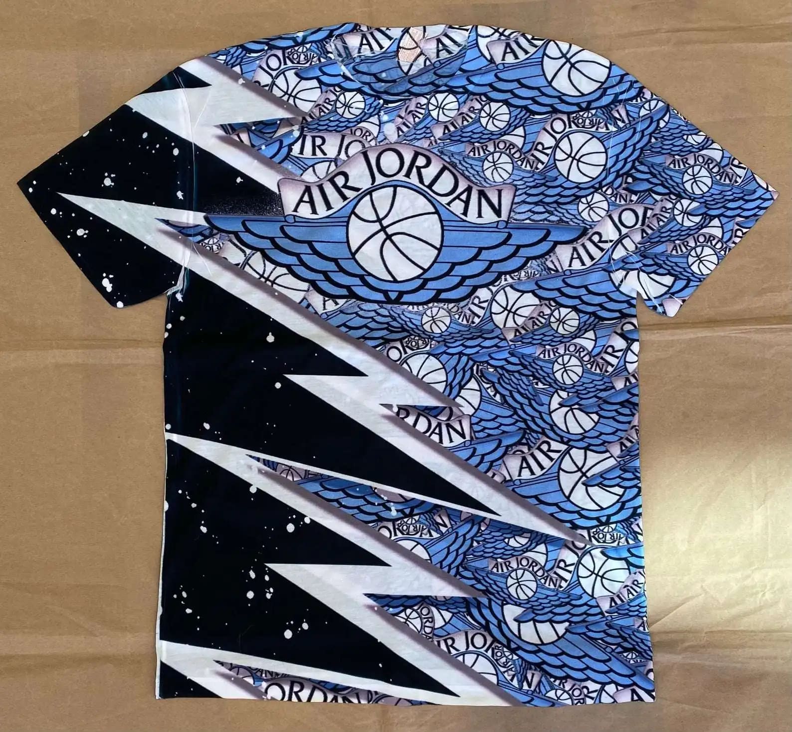 Blue Universe Custom Thunder And Air Jordan Logo 3D All Over Print T-Shirt