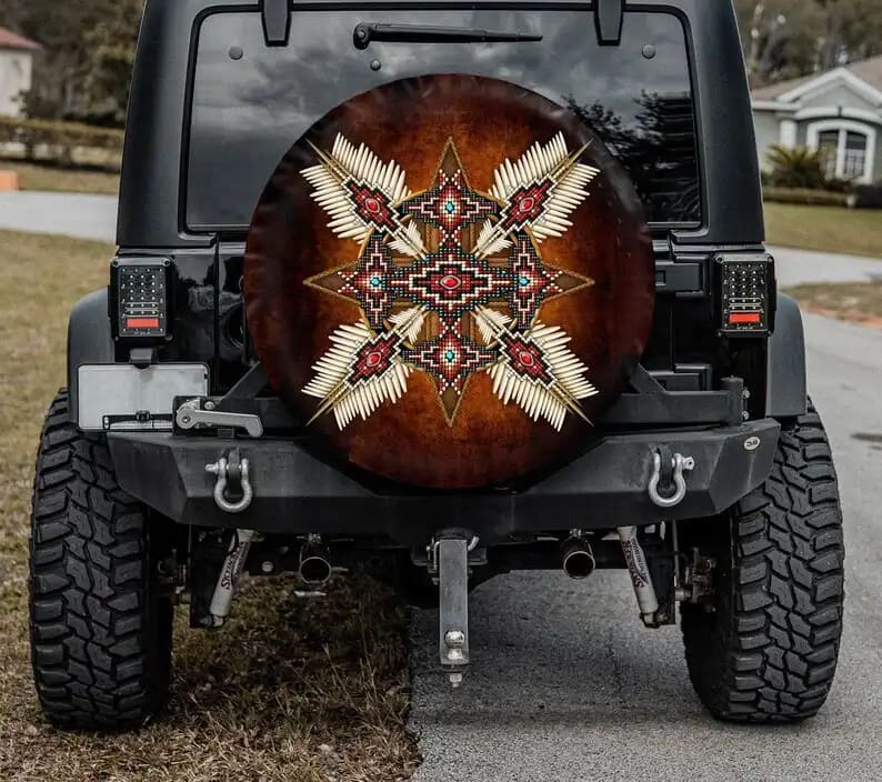 Boheimian Native American Camping Tire Cover