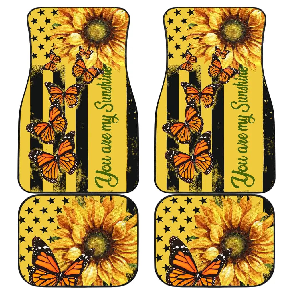 Butterfly Yellow Sunflower Car Floor Mats