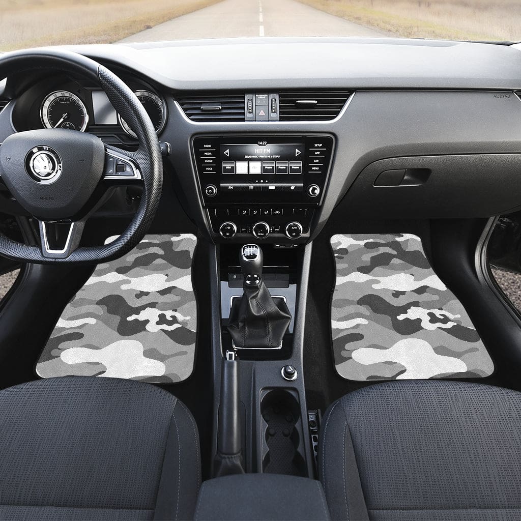 Inktee Store - Camo Bright Black And White Car Floor Mats Image