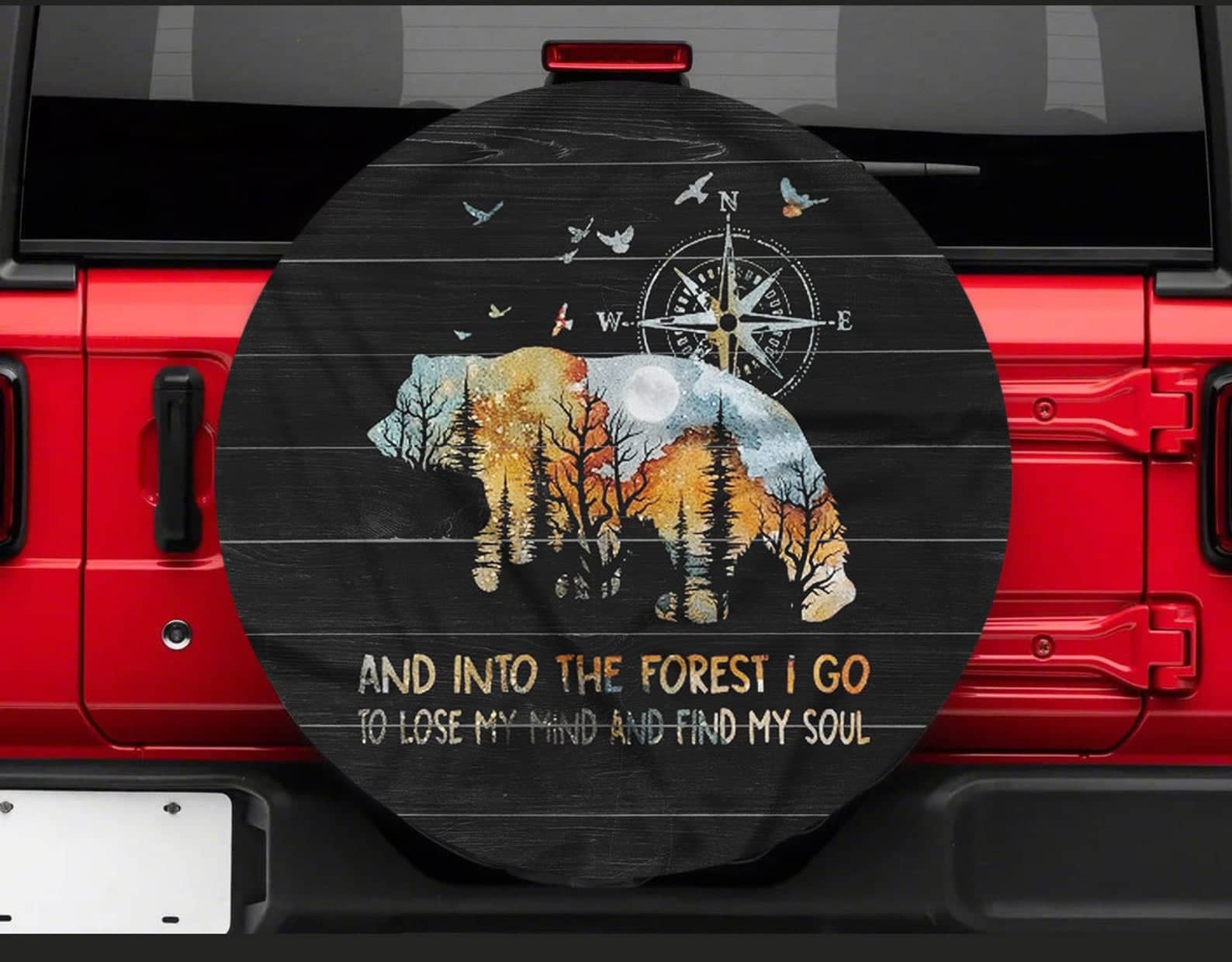 Inktee Store - Camping Custom Into The Forest Tire Cover Image