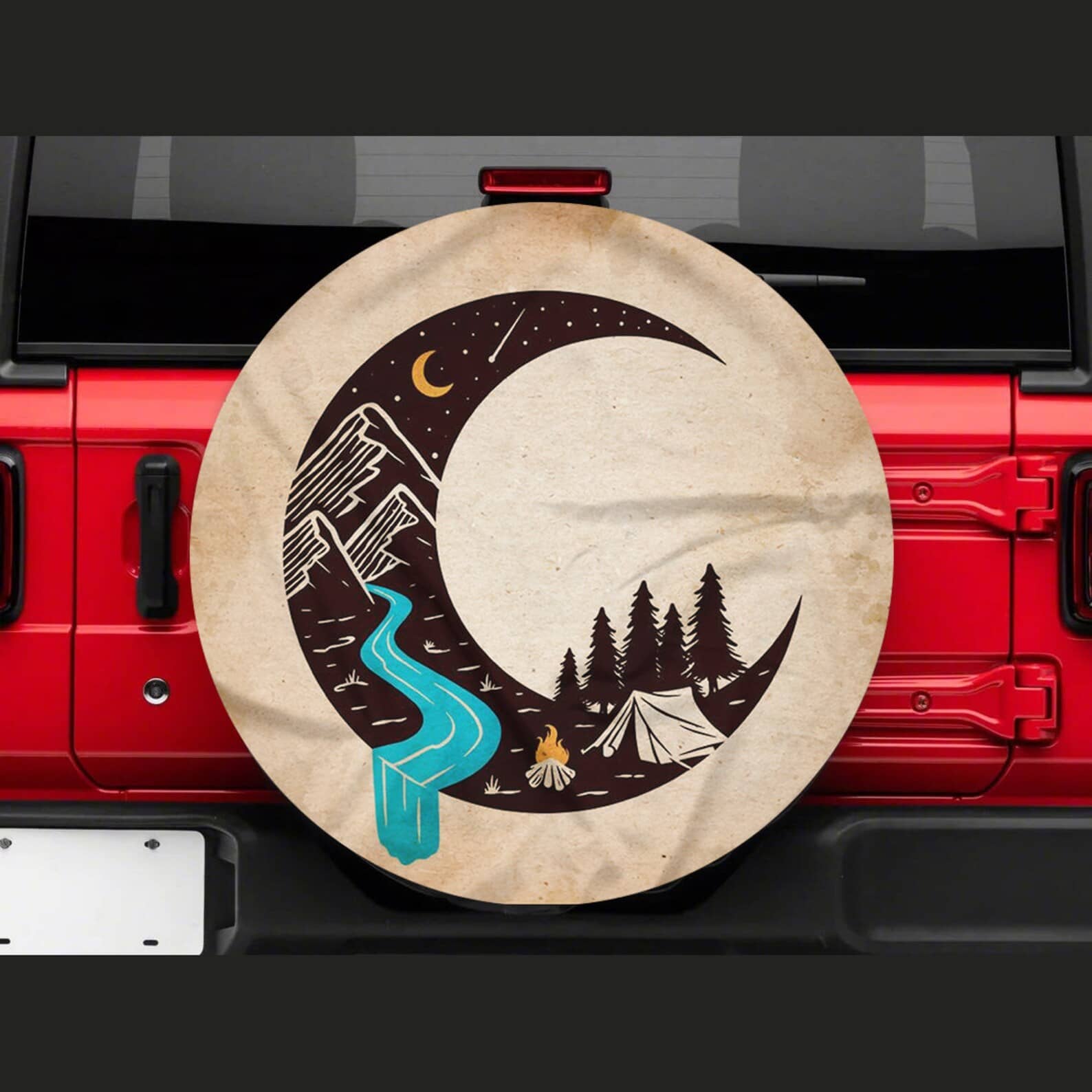 Inktee Store - Camping Moon Custom Tire Cover Image