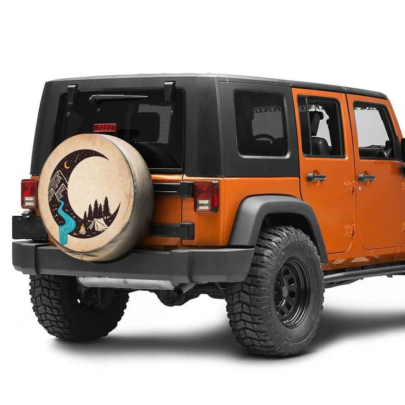Inktee Store - Camping Moon Custom Tire Cover Image