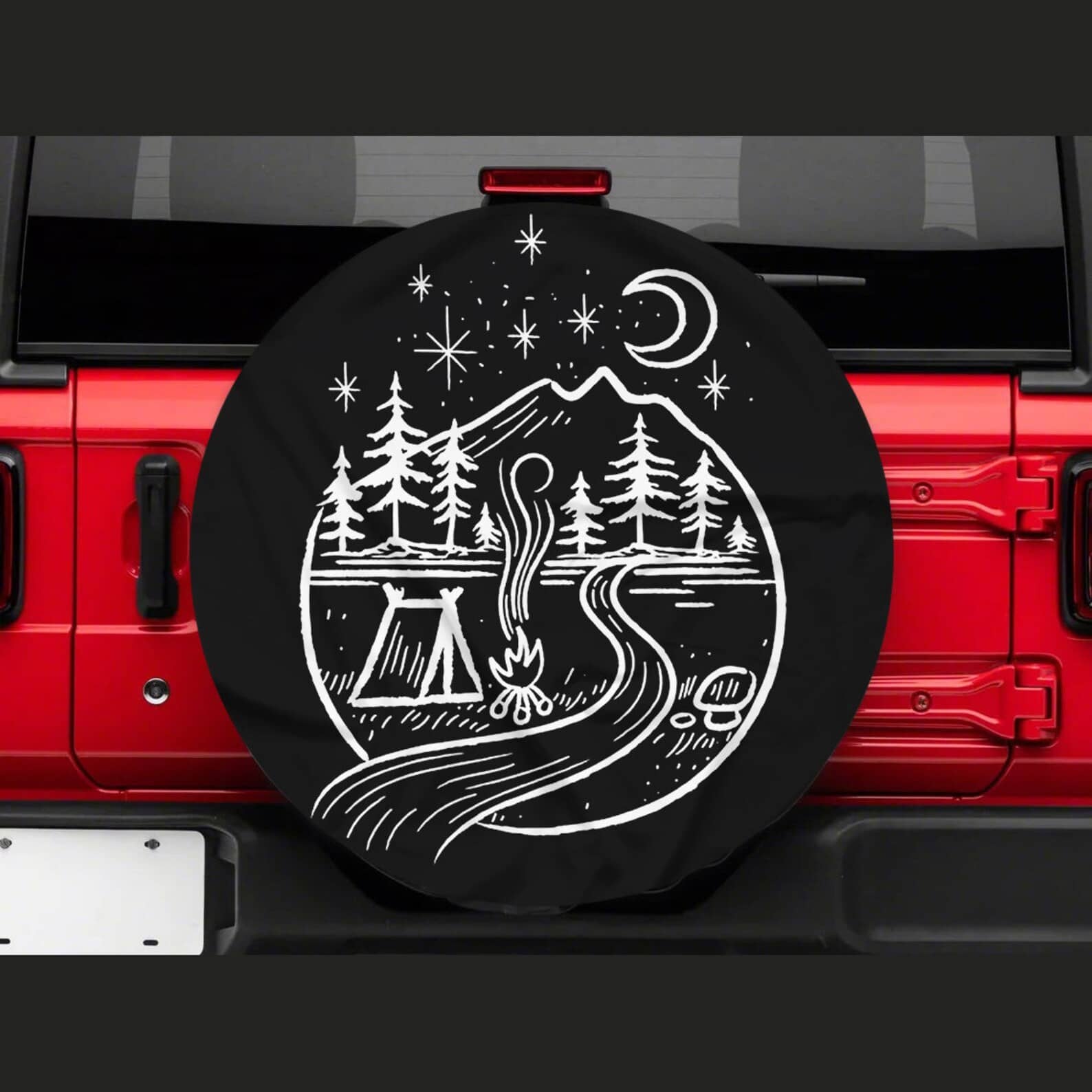 Inktee Store - Camping Night Vintage Art Tire Cover Image