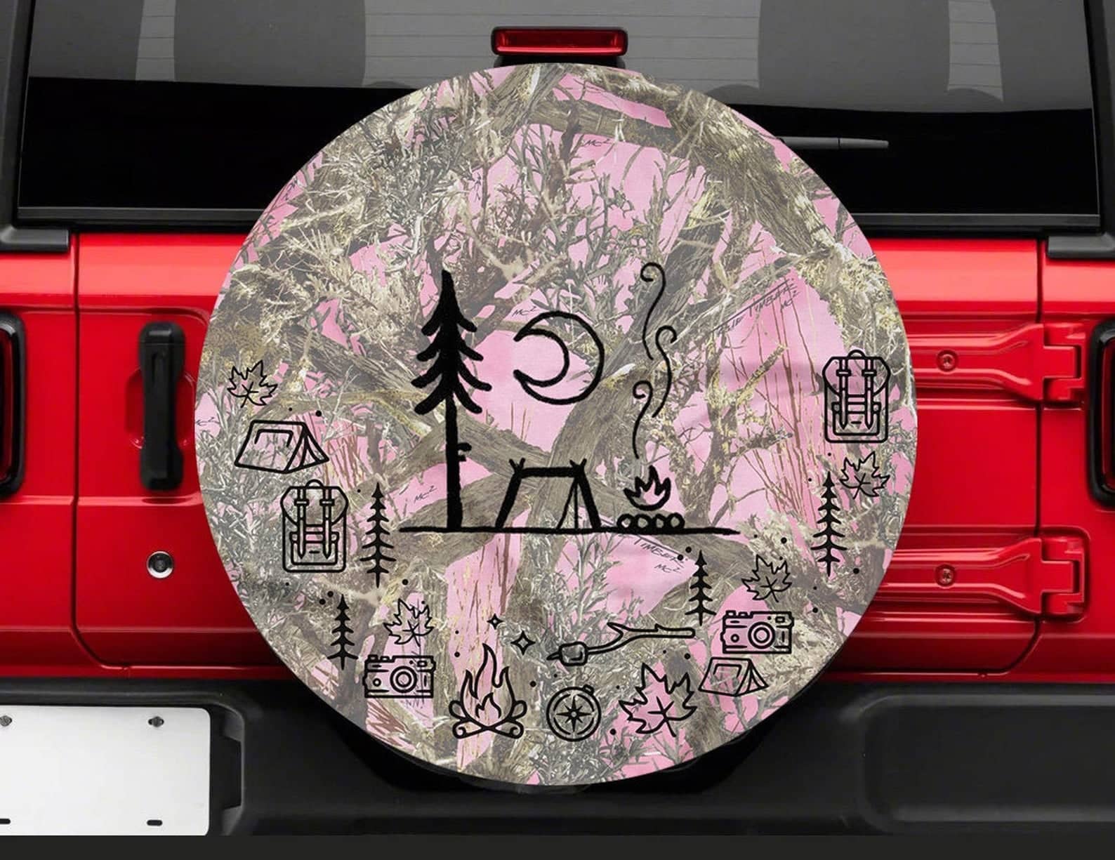 Inktee Store - Camping Things Face Tire Cover Image