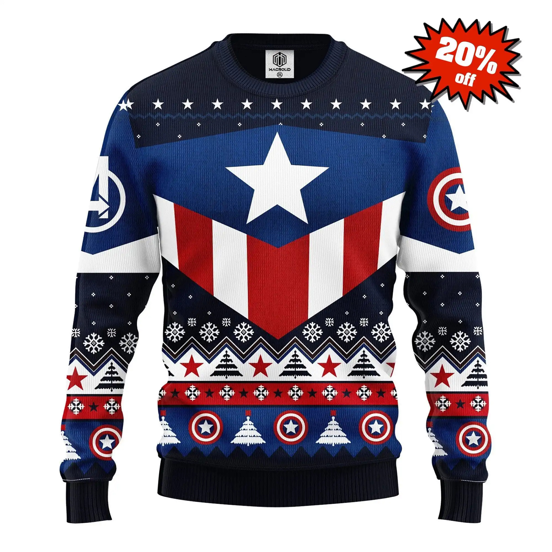 Captain America Xmas Knitted Best Holiday Gifts Ugly Sweater