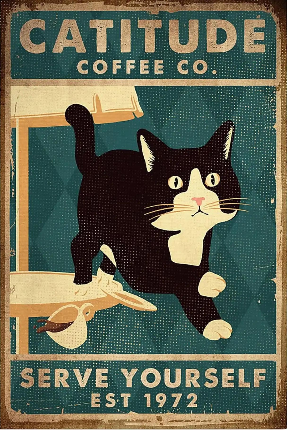 Cat Catitude Coffee Co Sever Yourself Est 1972 Poster