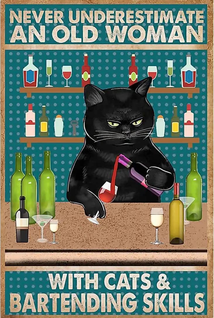 Cat Never Underestimate Woman With Cats And Bartending Skill Poster