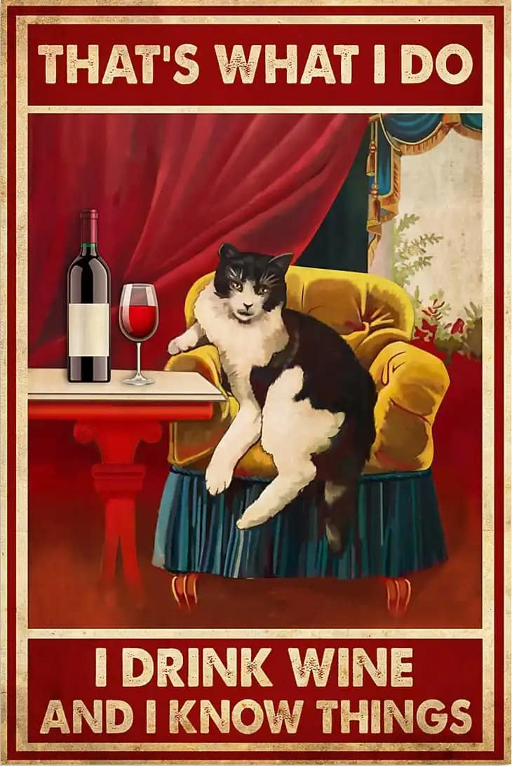Cat That'S What I Do Drink Wine Poster