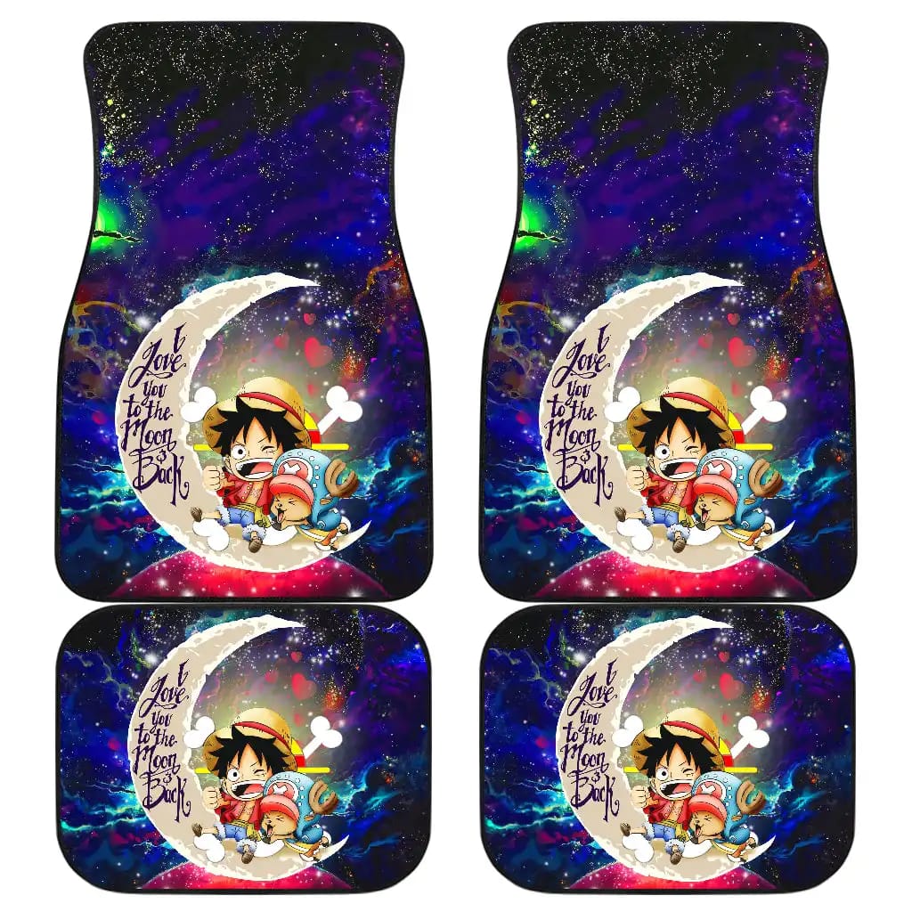 Chibi Luffy And Chopper One Piece Anime Love You To The Moon Galaxy Car Floor Mats