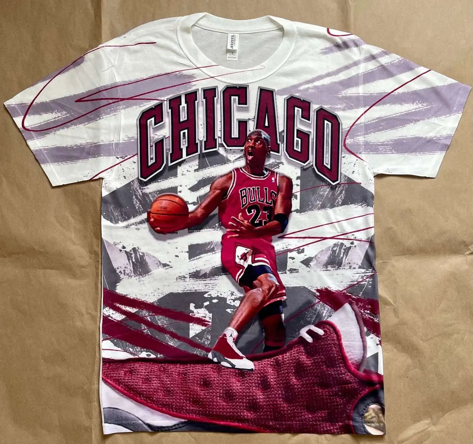 Chicago Bulls Team Air Jodan Shoes Custom 3D All Over Print T-Shirt