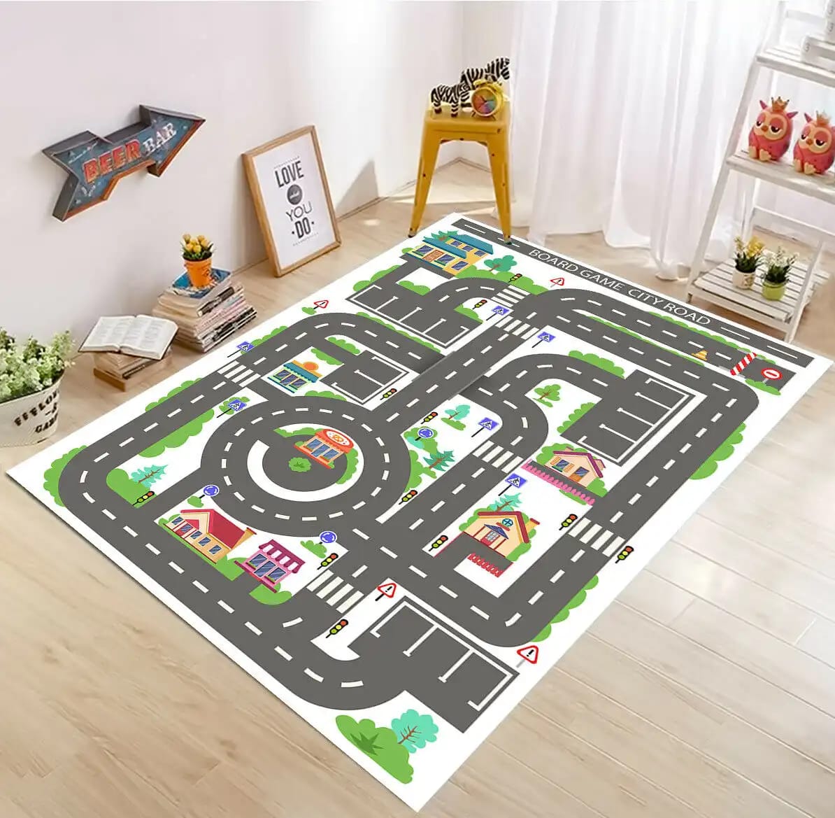 Children Board Game City Road Maze Highway Playmat Rug
