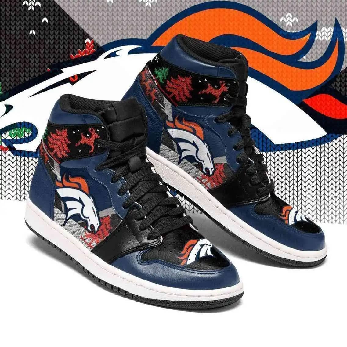 Christmas Denver Broncos Nfl Sneakers Perfect Gift For Sports Fans Air Jordan Shoes