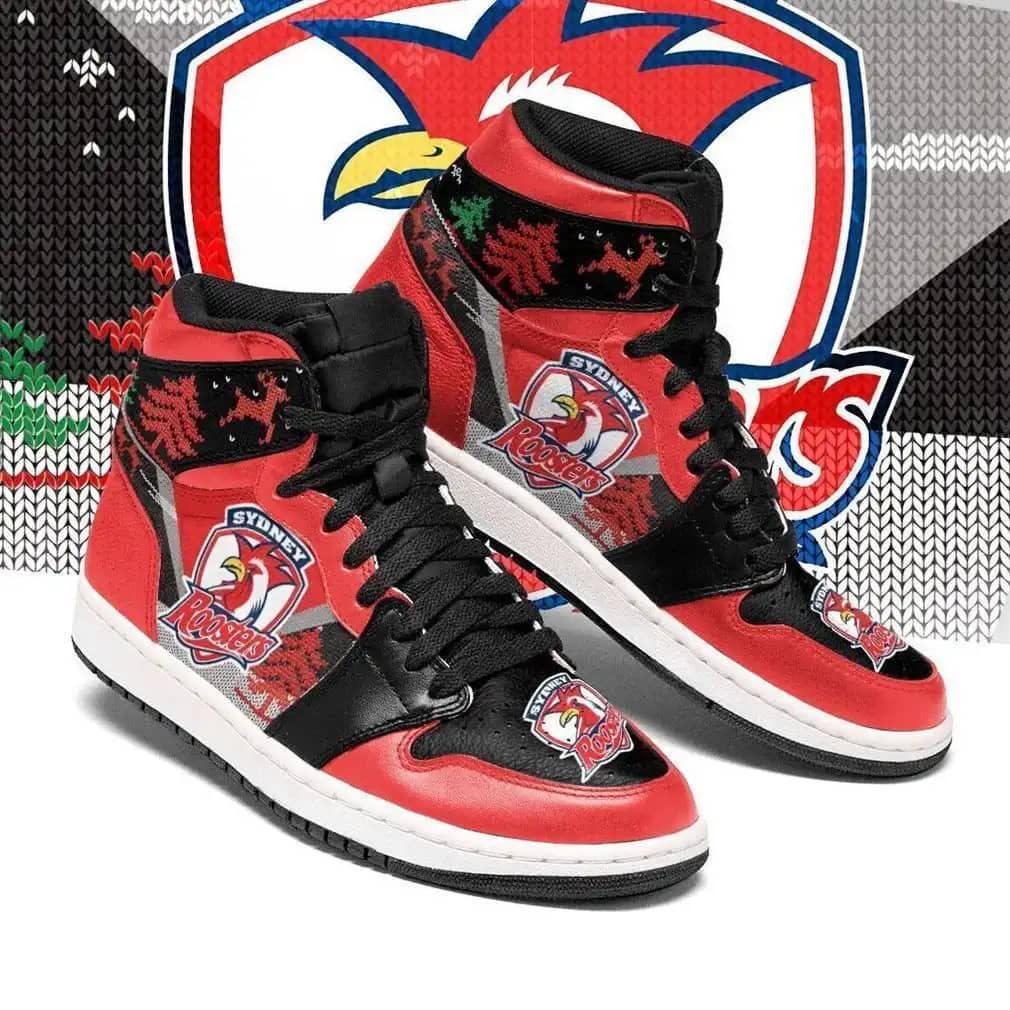 Christmas Sydney Roosters Nrl Fashion Sneakers Perfect Gift For Sports Fans Air Jordan Shoes