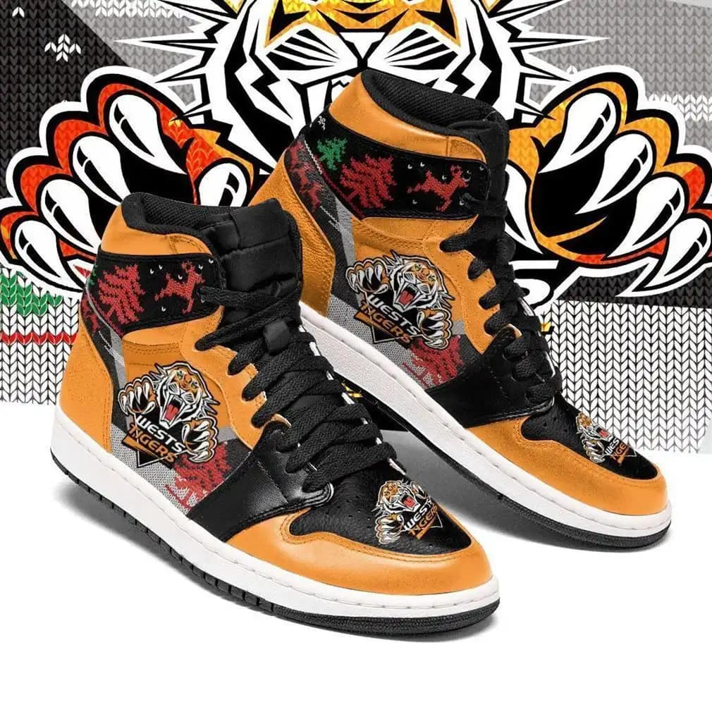 Christmas Wests Tigers Nrl Fashion Sneakers Perfect Gift For Sports Fans Air Jordan Shoes